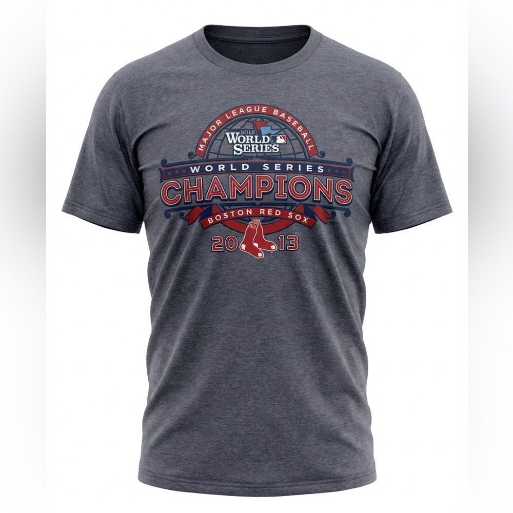 MAJESTIC BOSTON RED SOX WS CHAMPIONS 2013 T SHIRT BLUE SIZE XL